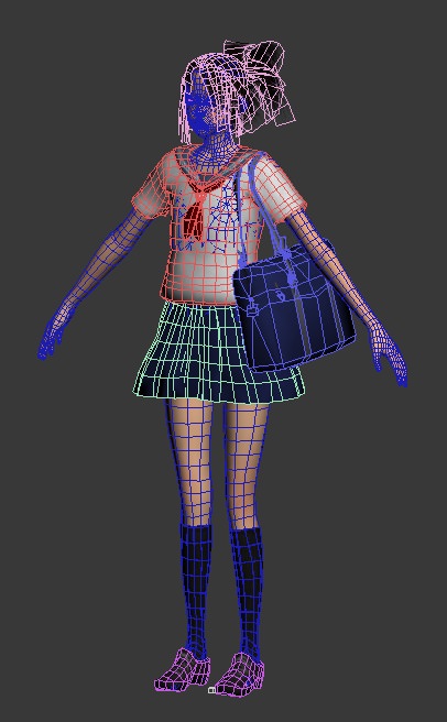 Akari schoolgirl Low-poly 3D model_8