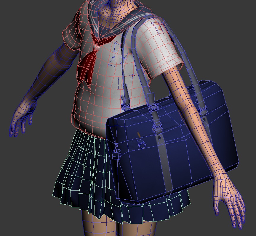 Akari schoolgirl Low-poly 3D model_9