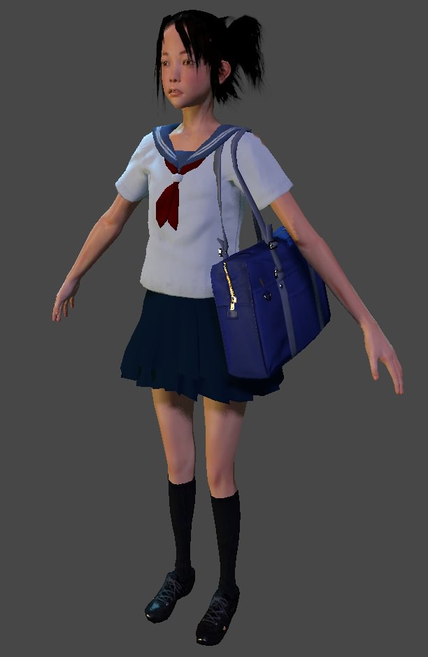 Akari schoolgirl Low-poly 3D model_5