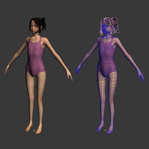 Akari schoolgirl Low-poly 3D model_10