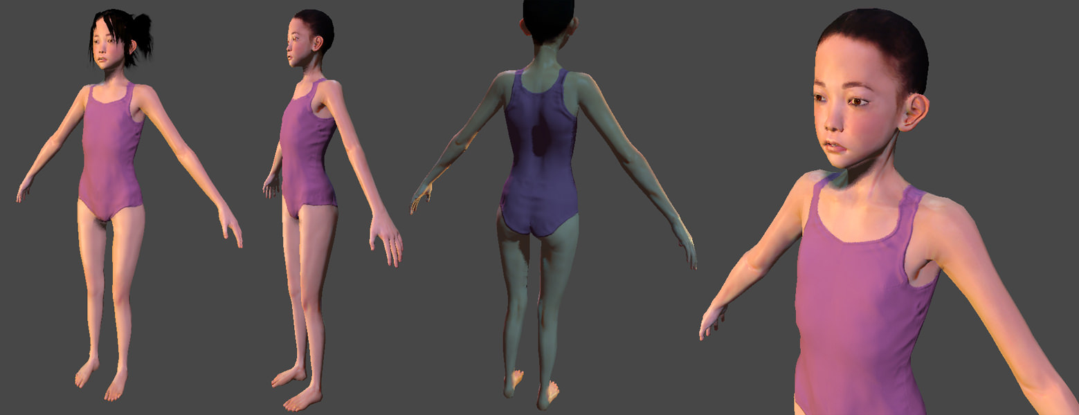 Akari schoolgirl Low-poly 3D model_12