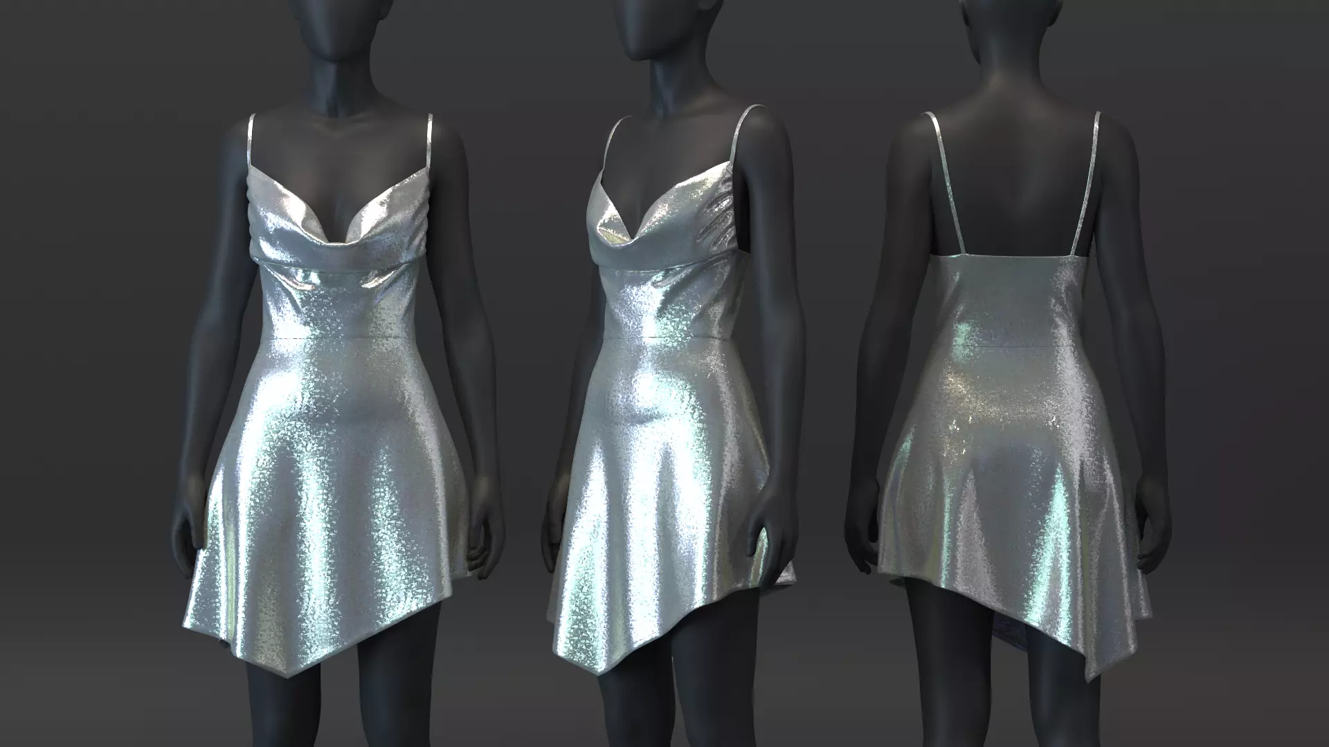 Asymmetric Metallic Dress 3D model