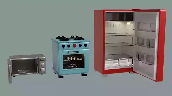 Kitchen Appliances Low-poly 3D model