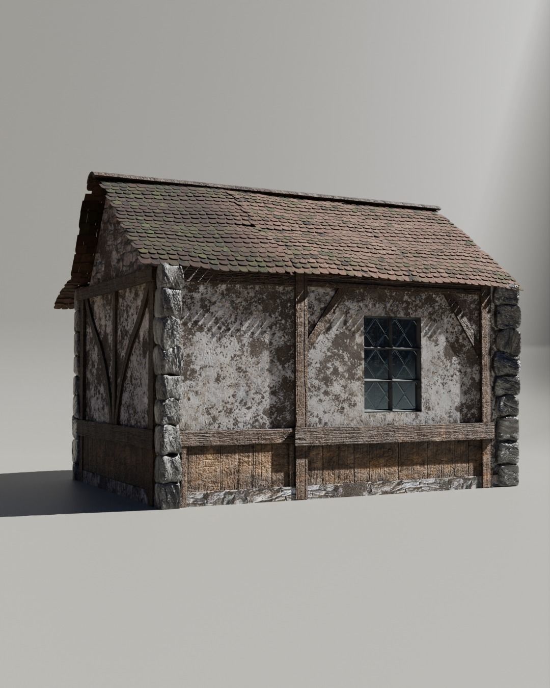 Small medieval house Low-poly 3D model_4