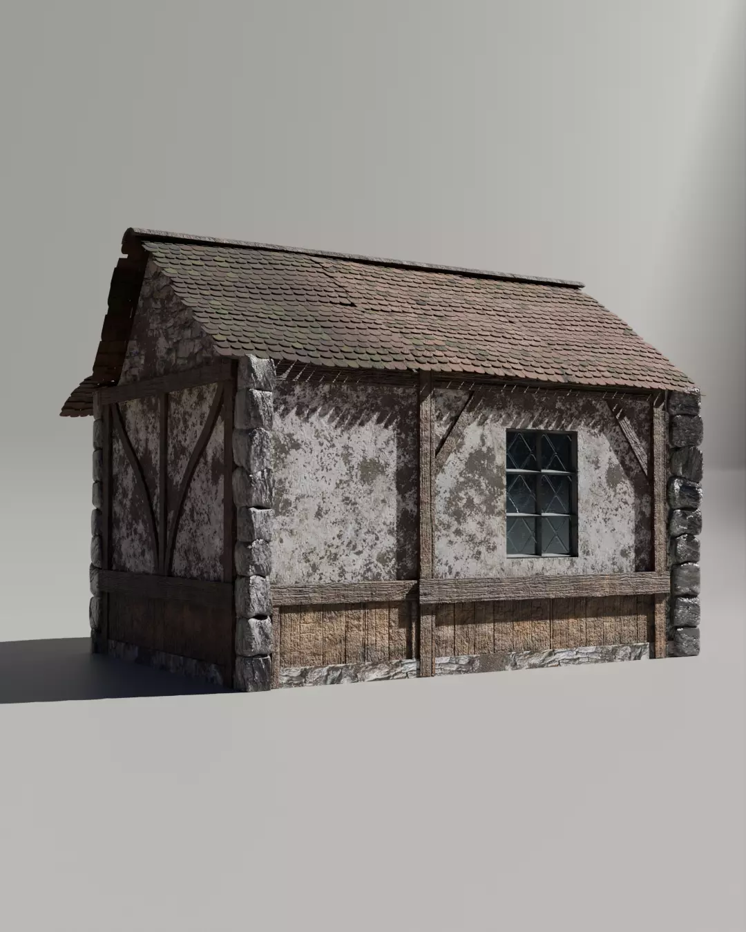 Small medieval house Low-poly 3D model_0