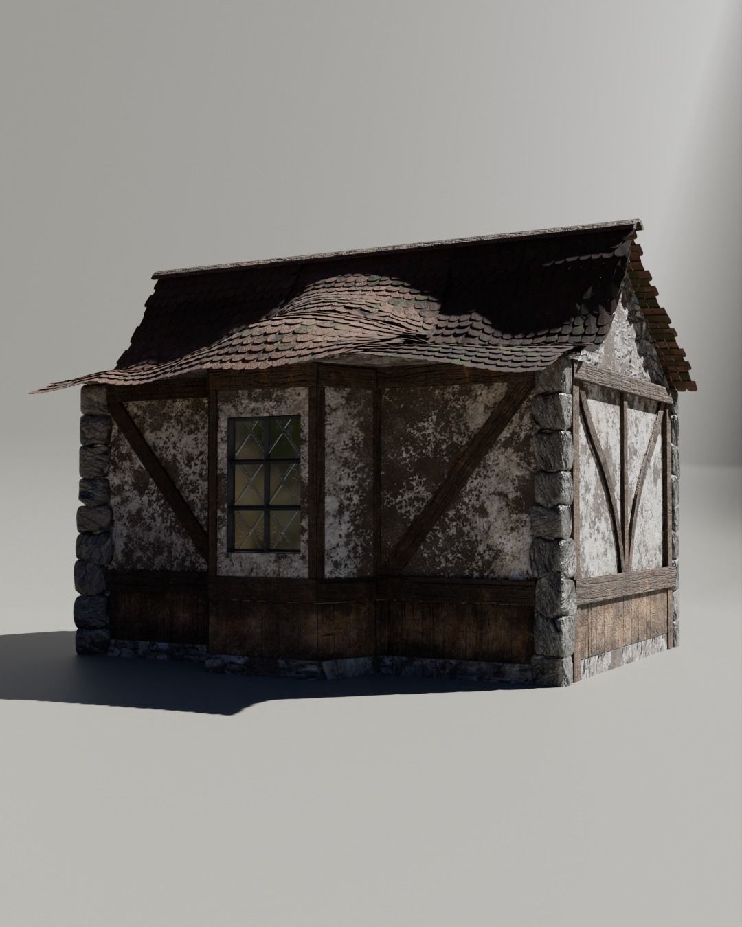 Small medieval house Low-poly 3D model_2