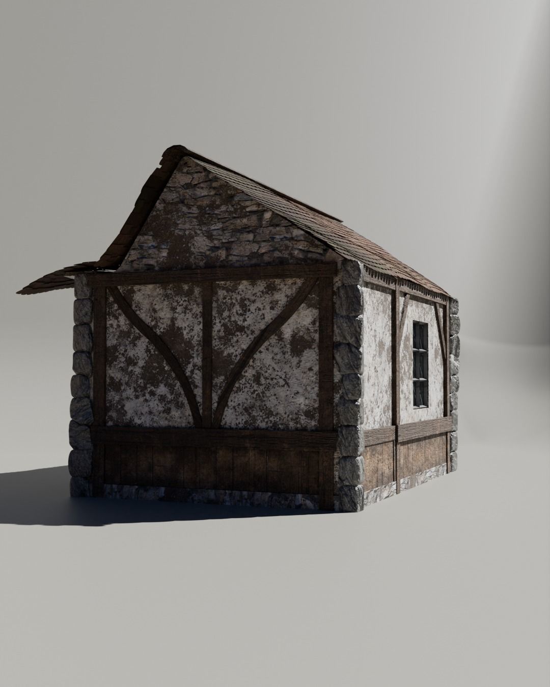 Small medieval house Low-poly 3D model_1