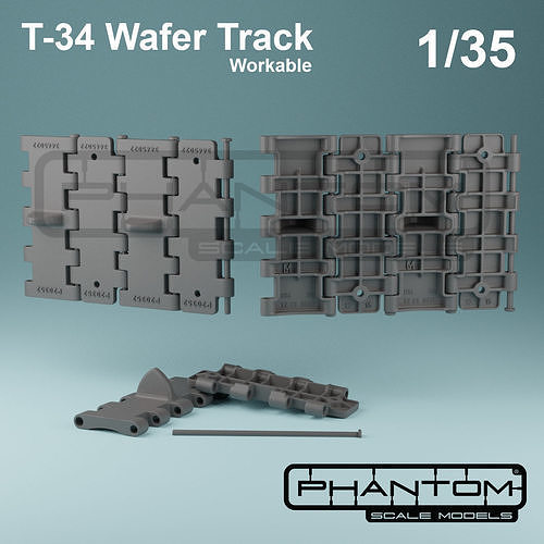 T-34  WAFFLE TRACKS 3D PRINT - 1-35 scale  3D print model