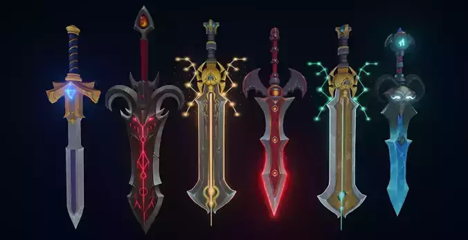 Hand-Painted Stylized game ready Swords