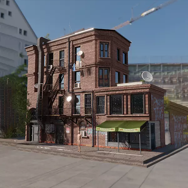 Brooklyn building Low-poly 3D model_0