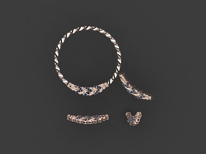 Diamond 3D Pendant Set - 3D Printable Jewelry Model 3D print model