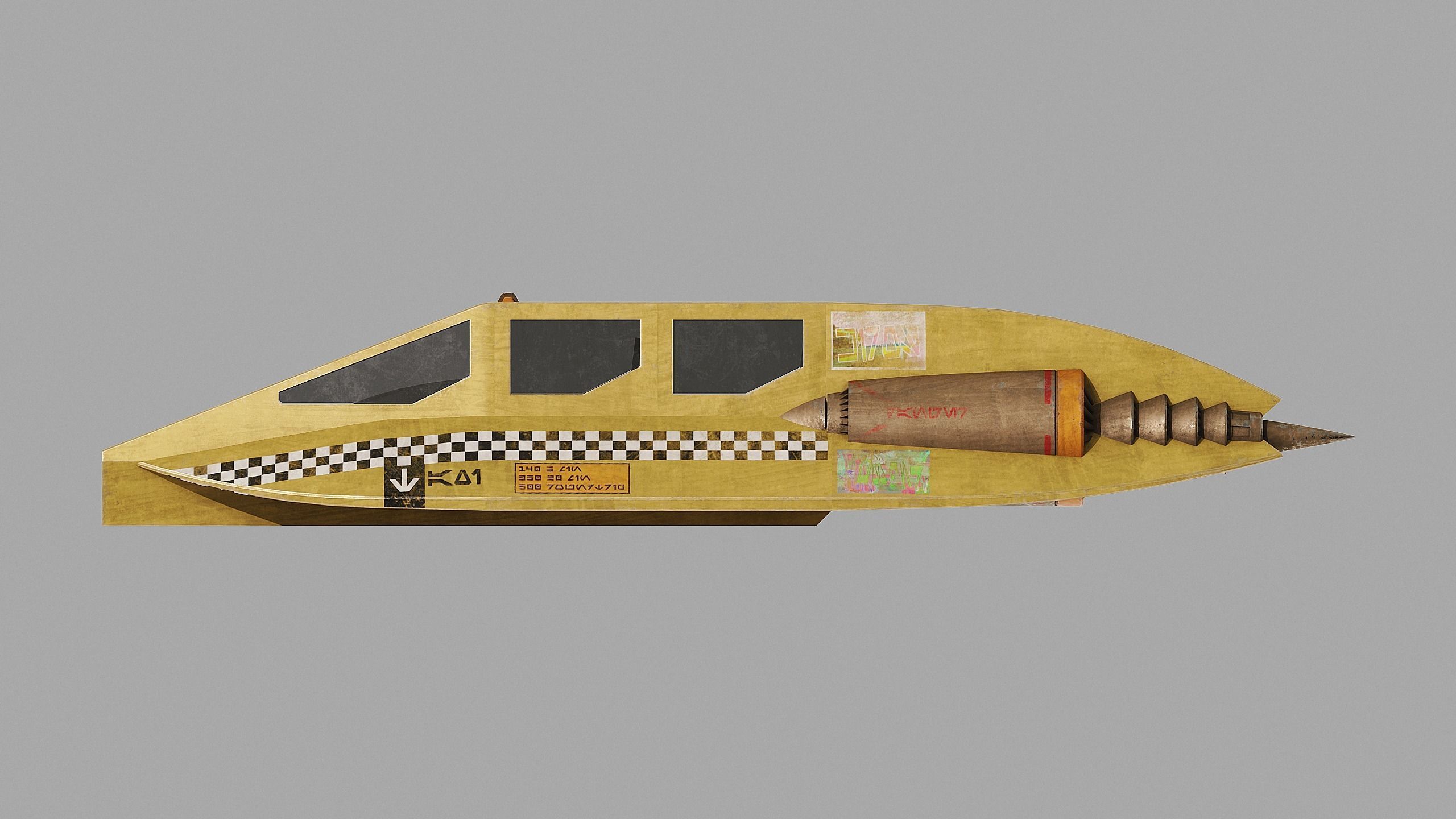 Coruscant Air Taxi Speeder - Star Wars Low-poly 3D model_4