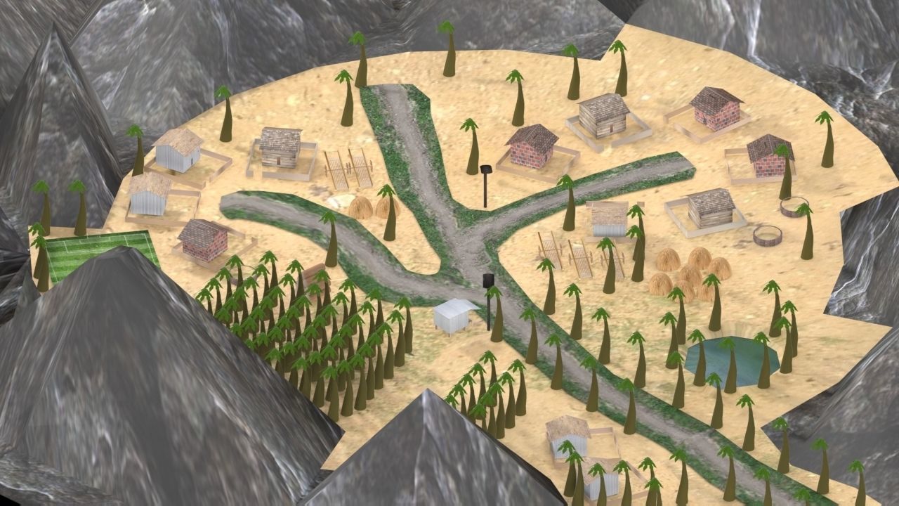 Village Environment Low-poly 3D model_1