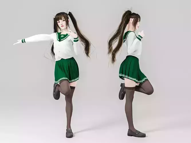 Female students in cute poses