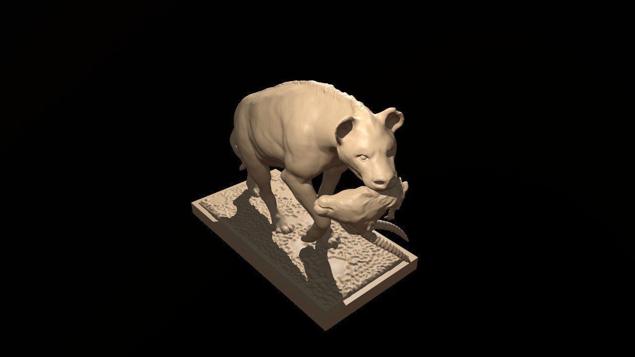 Hyena with prey 3D print model_7