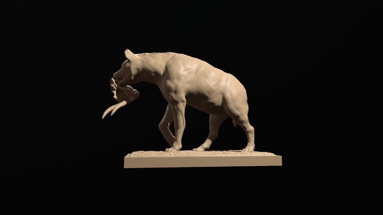 Hyena with prey 3D print model_11