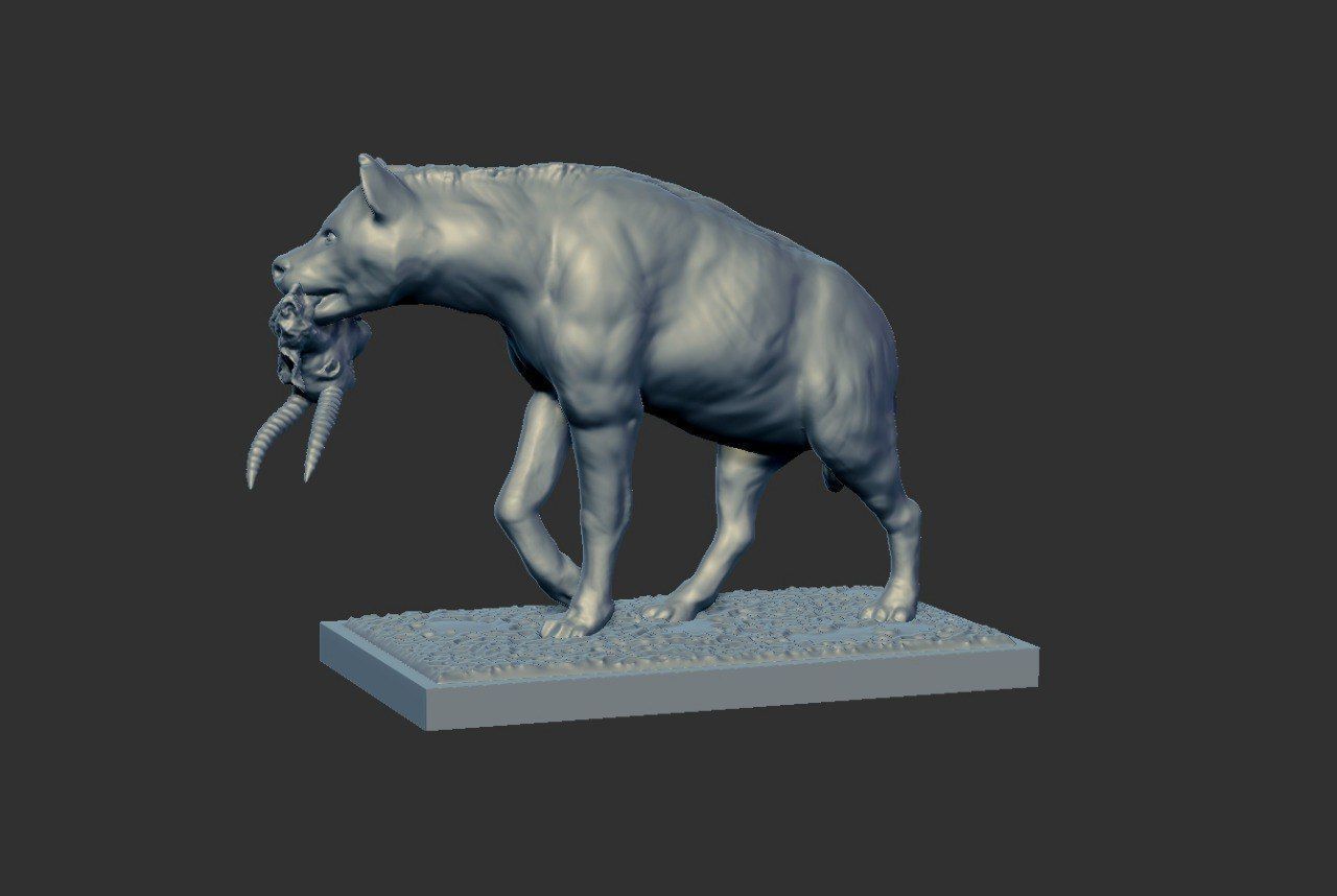 Hyena with prey 3D print model_17