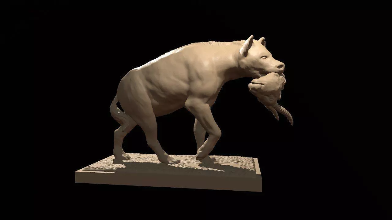 Hyena with prey 3D print model_0