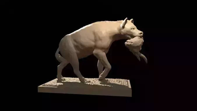 Hyena with prey 3D print model