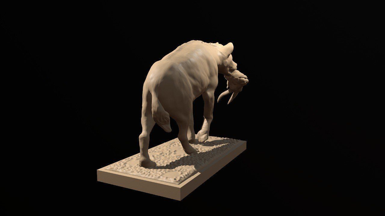 Hyena with prey 3D print model_2