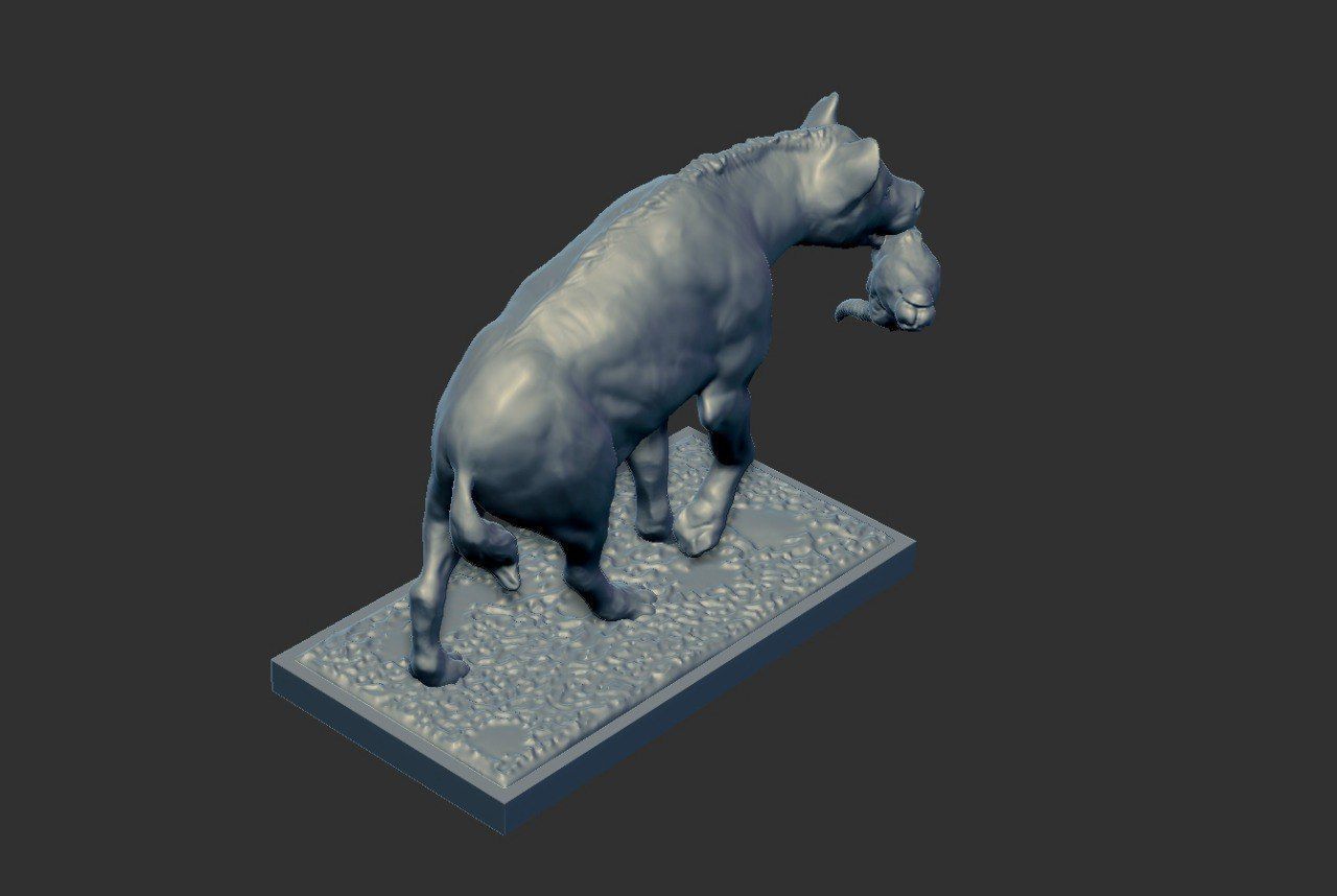 Hyena with prey 3D print model_21