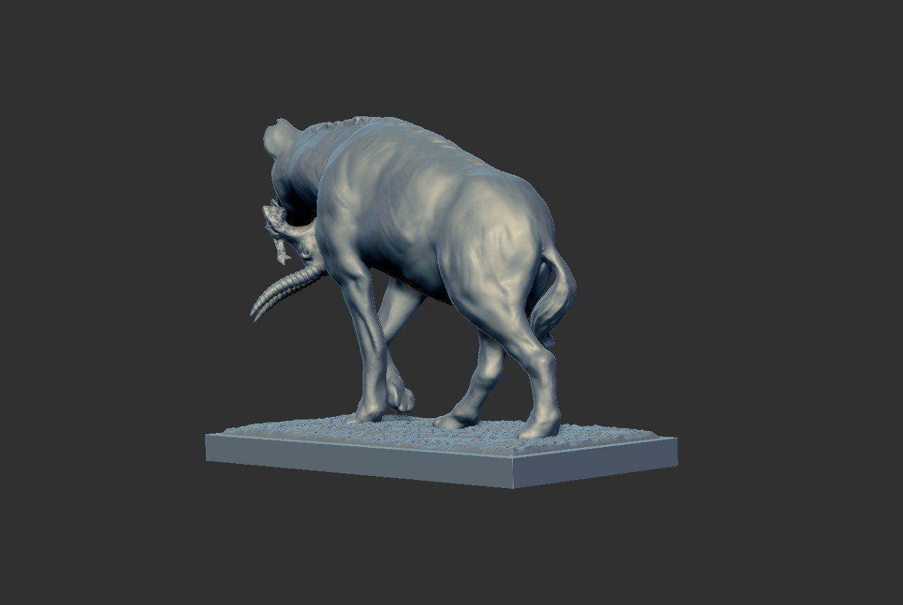 Hyena with prey 3D print model_19