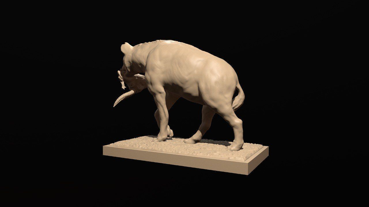 Hyena with prey 3D print model_5