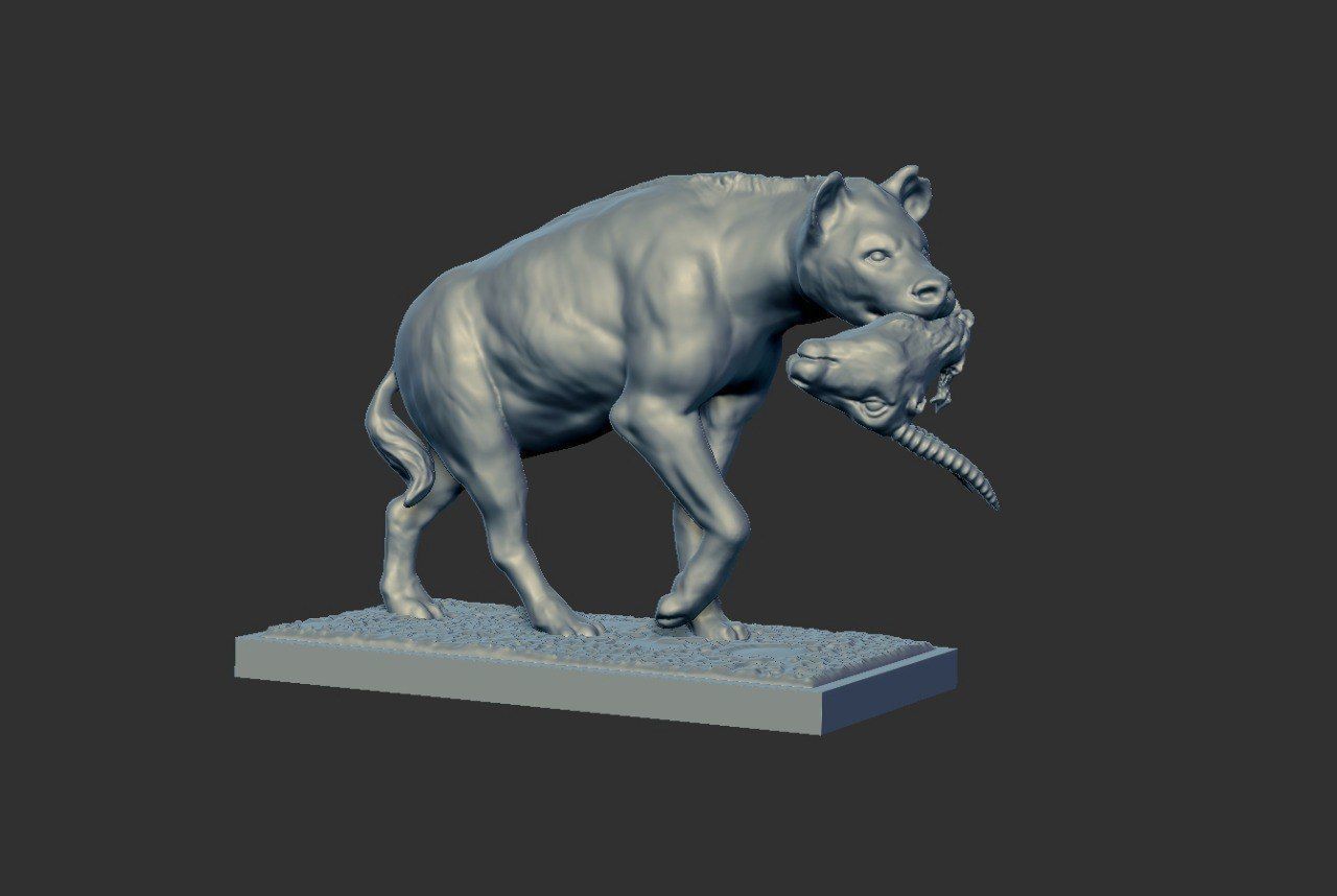 Hyena with prey 3D print model_15