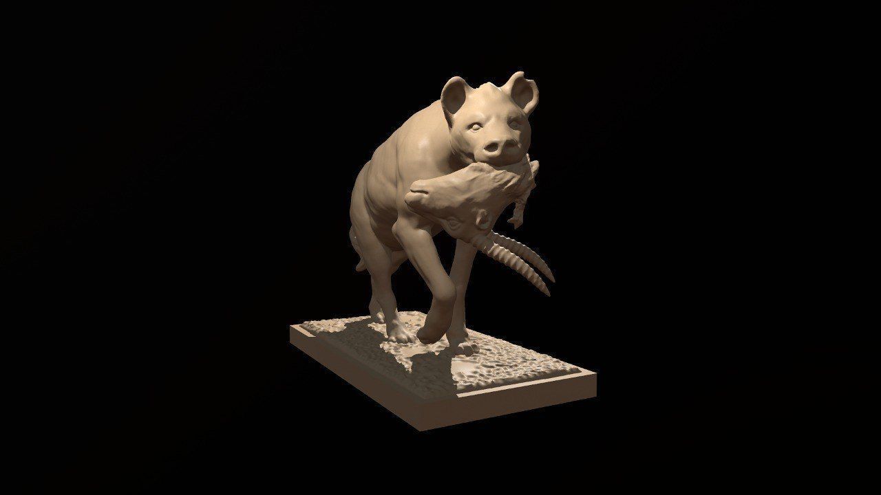 Hyena with prey 3D print model_8