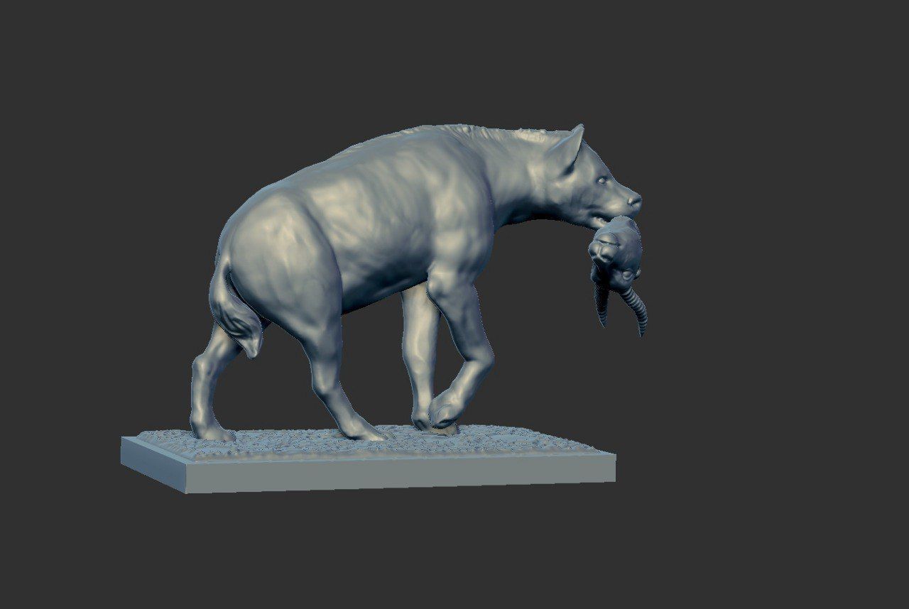 Hyena with prey 3D print model_14