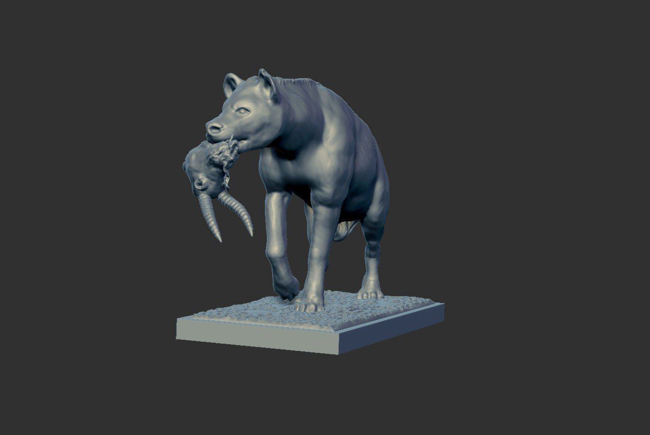 Hyena with prey 3D print model_18