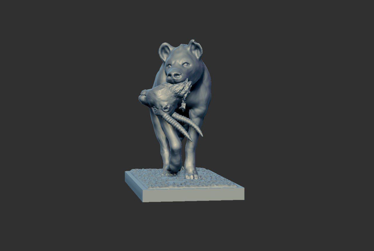Hyena with prey 3D print model_16