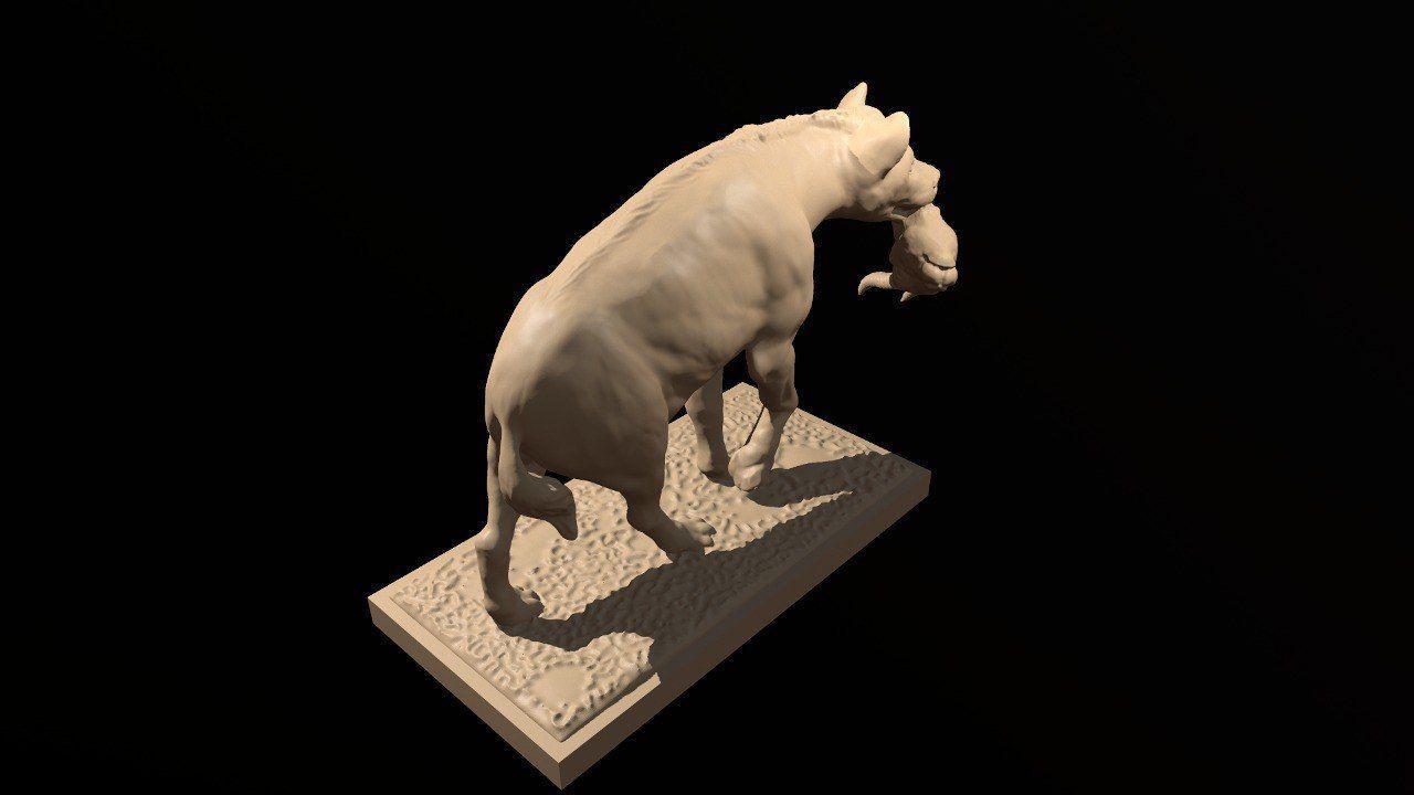 Hyena with prey 3D print model_9