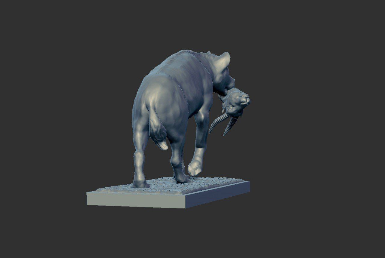 Hyena with prey 3D print model_20