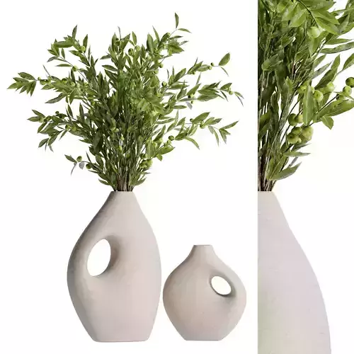 twig and bulb bouquet of fruits into a clay pot