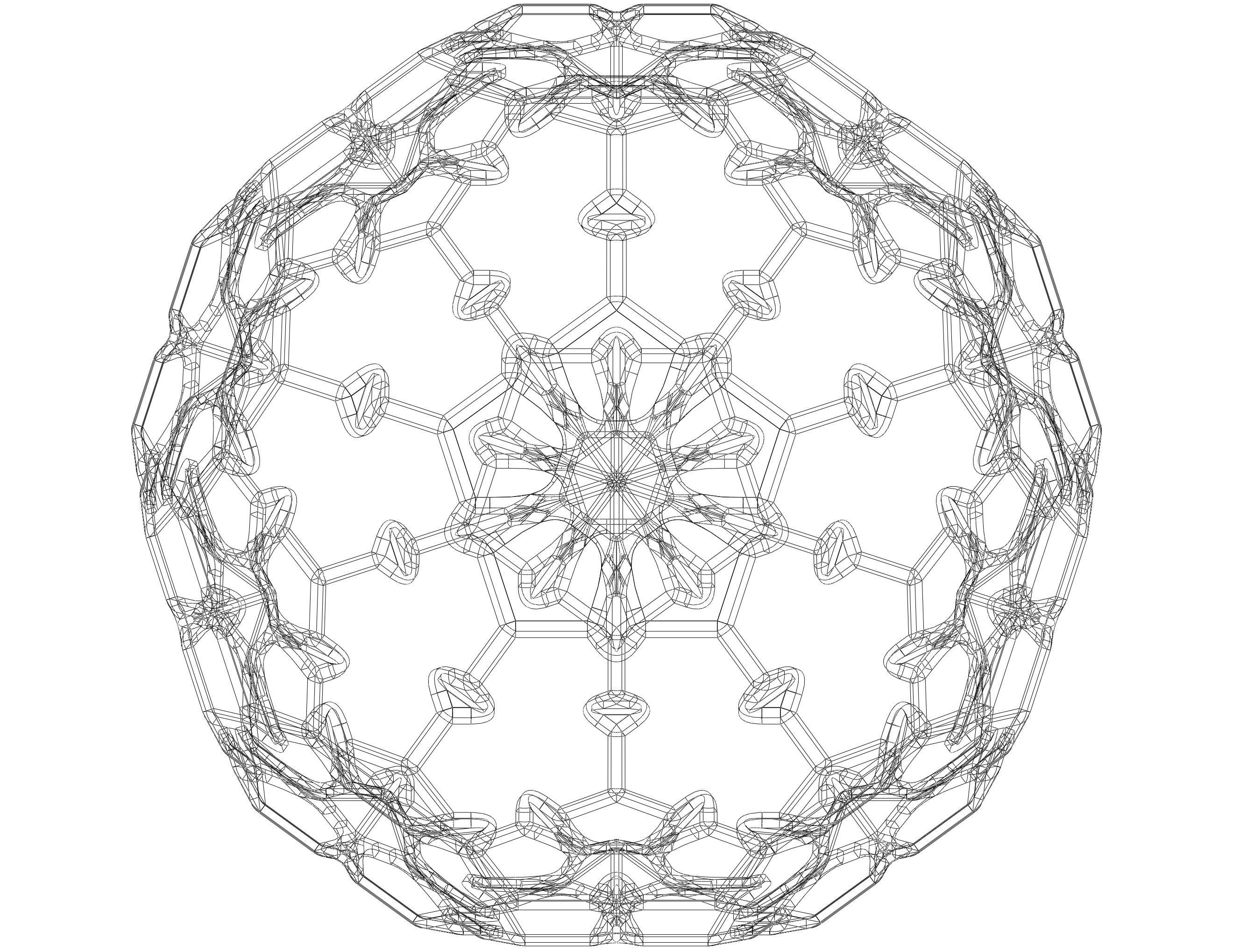 Wireframe Shape Sierpinski Buckyball 3D print model_16