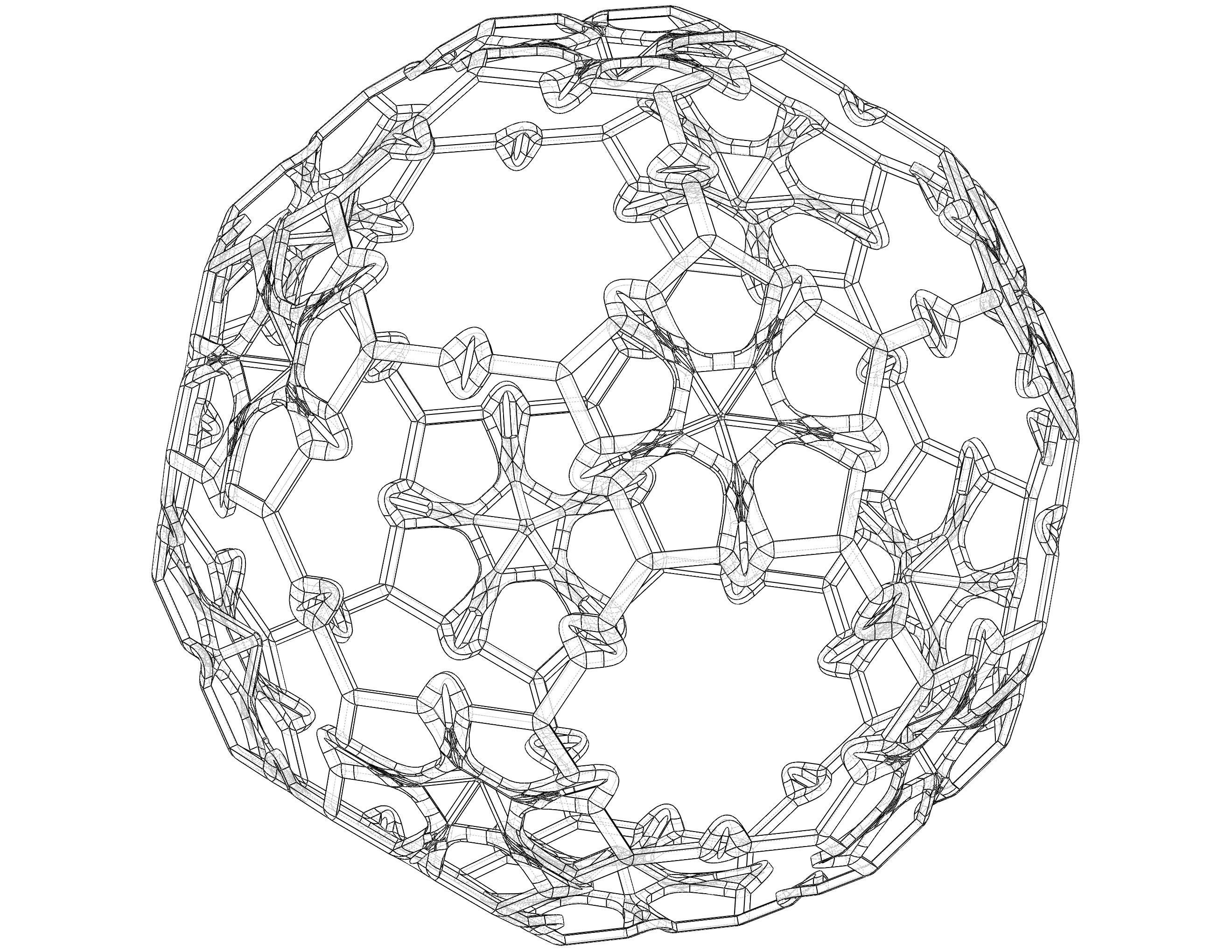 Wireframe Shape Sierpinski Buckyball 3D print model_3