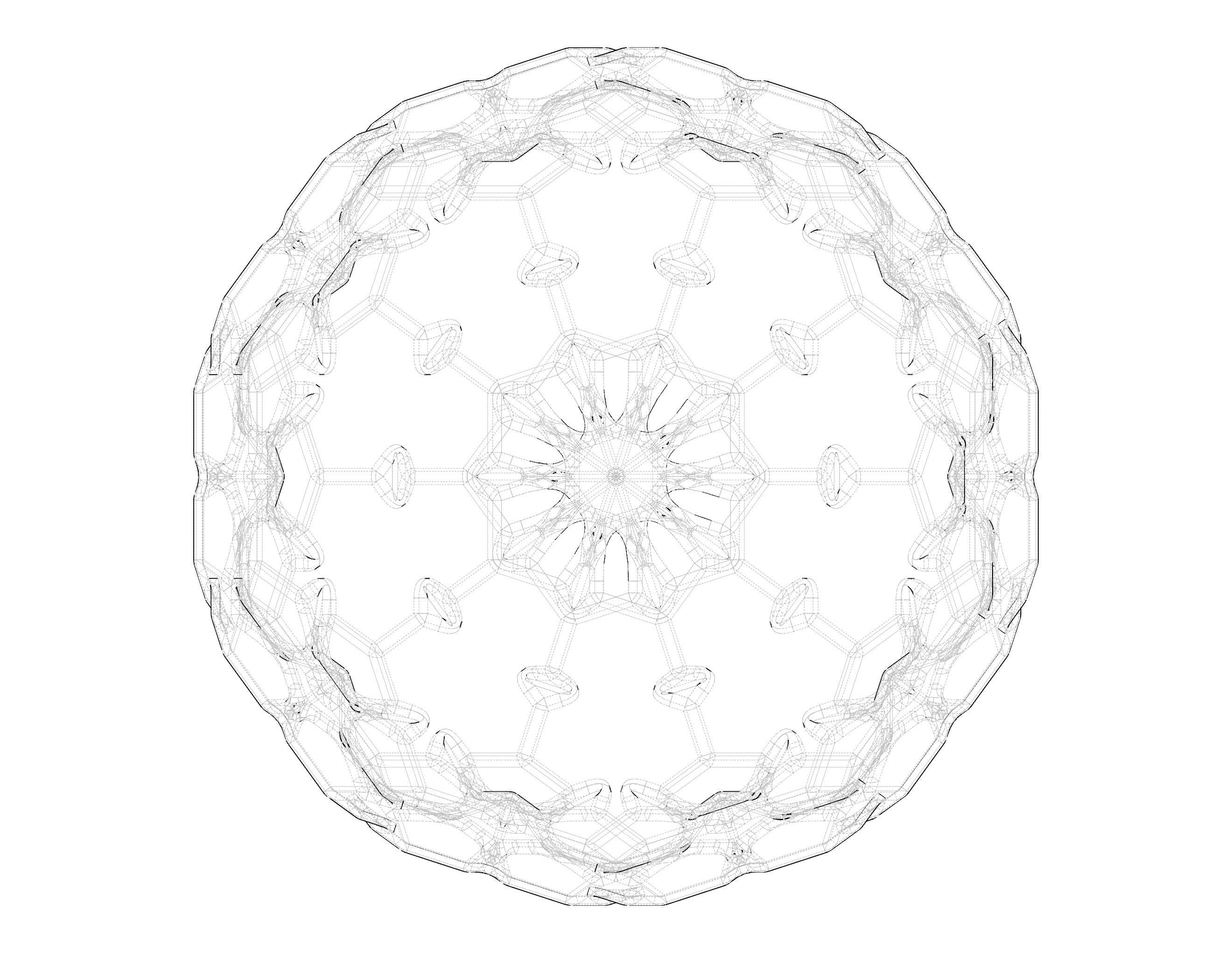 Wireframe Shape Sierpinski Buckyball 3D print model_39