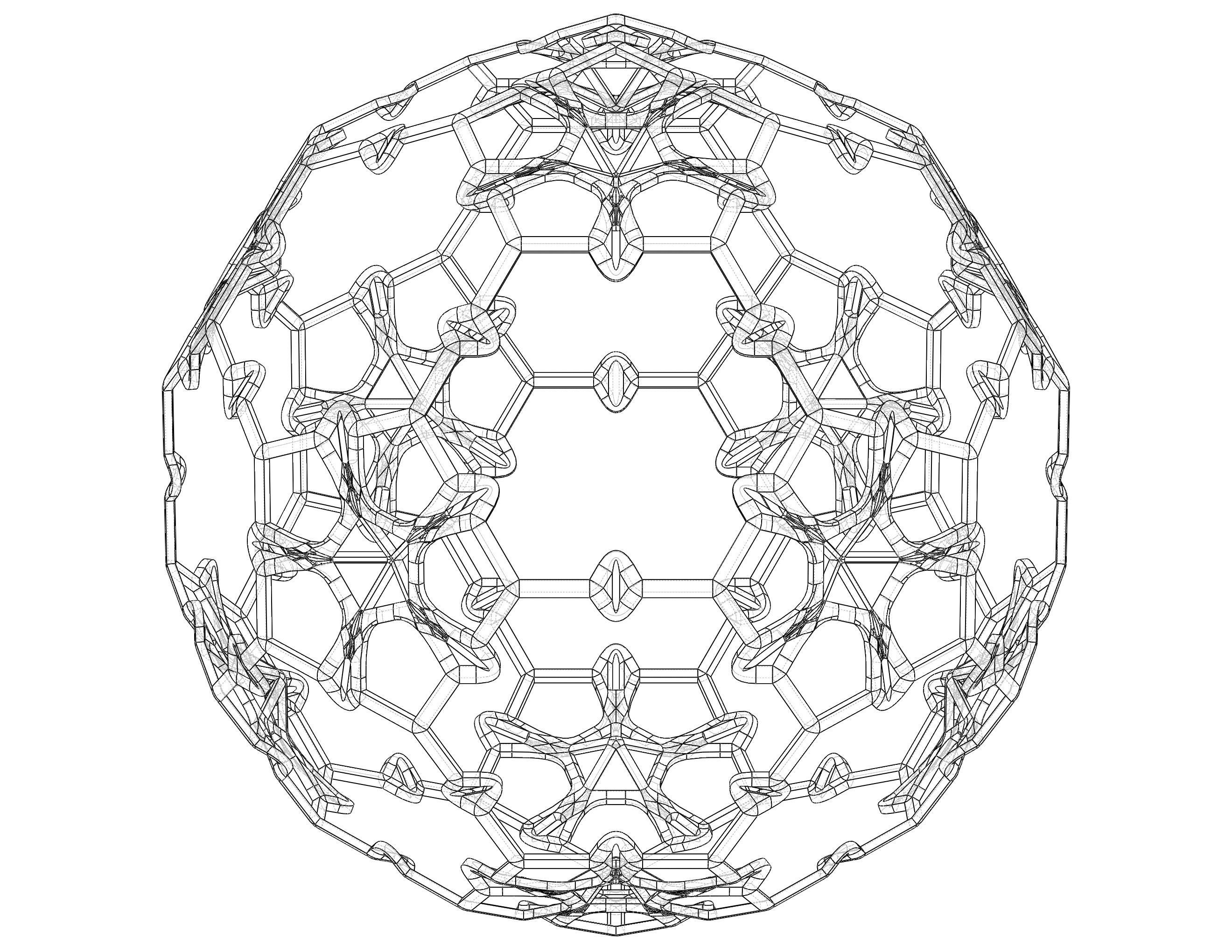 Wireframe Shape Sierpinski Buckyball 3D print model_19