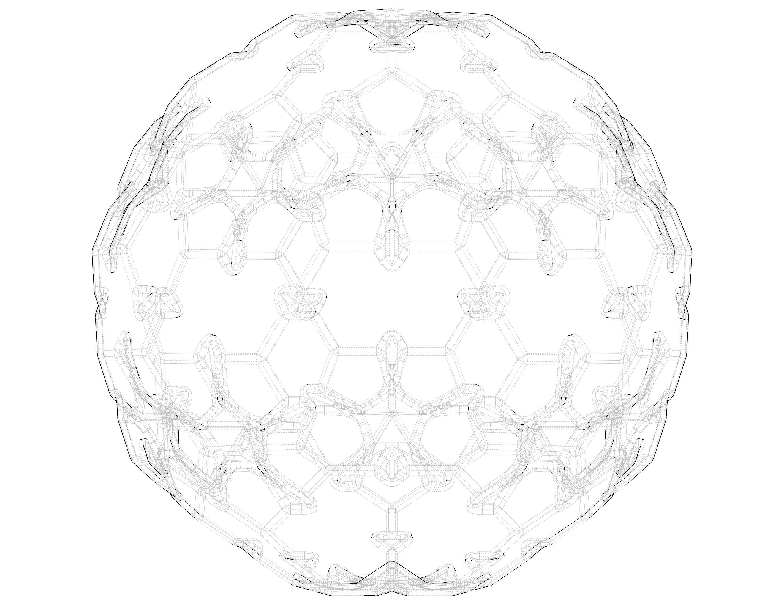 Wireframe Shape Sierpinski Buckyball 3D print model_23