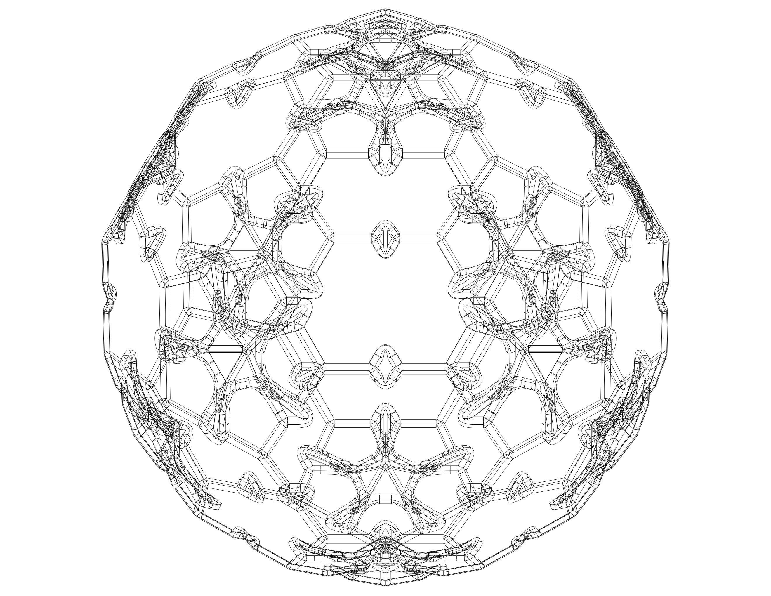 Wireframe Shape Sierpinski Buckyball 3D print model_20