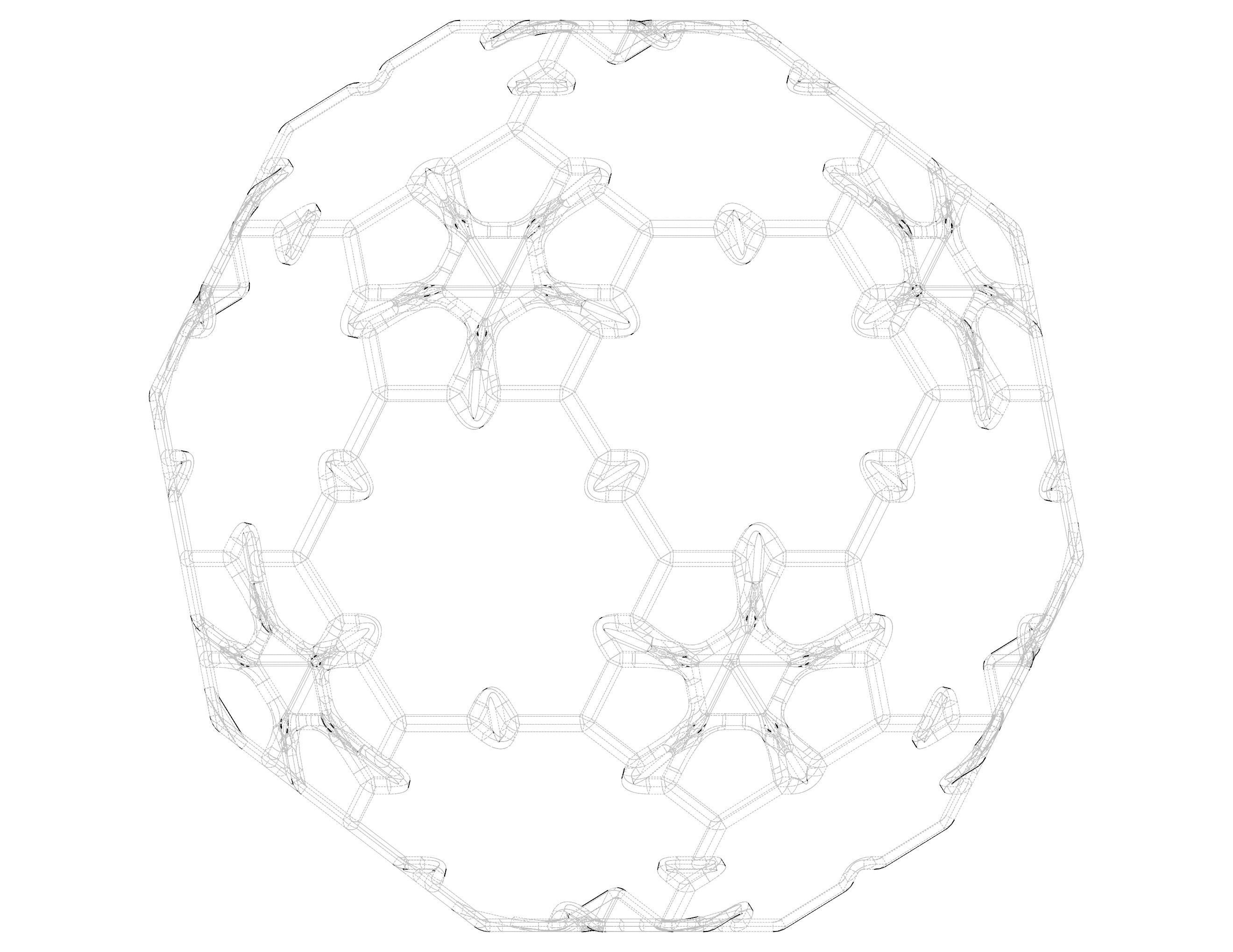 Wireframe Shape Sierpinski Buckyball 3D print model_31