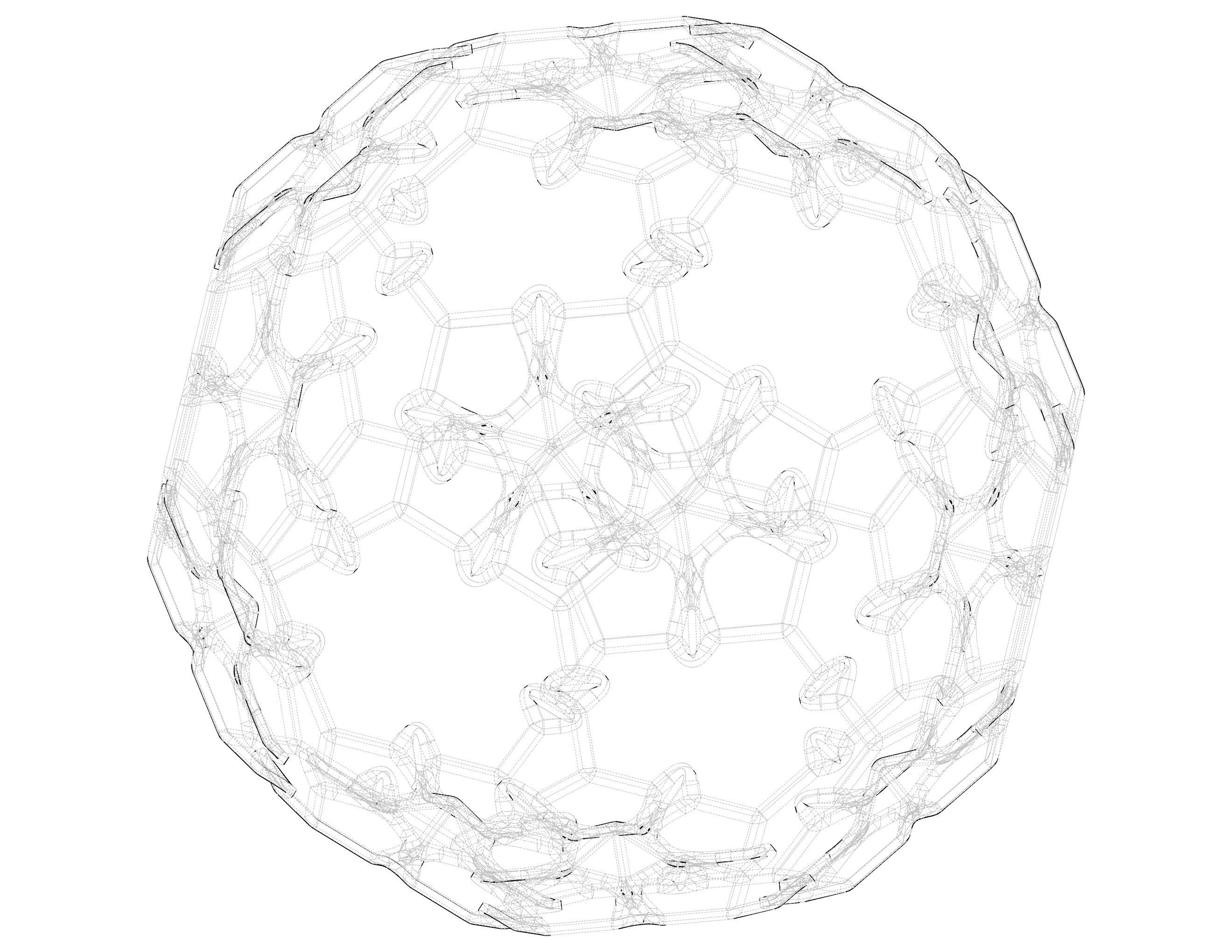 Wireframe Shape Sierpinski Buckyball 3D print model_35