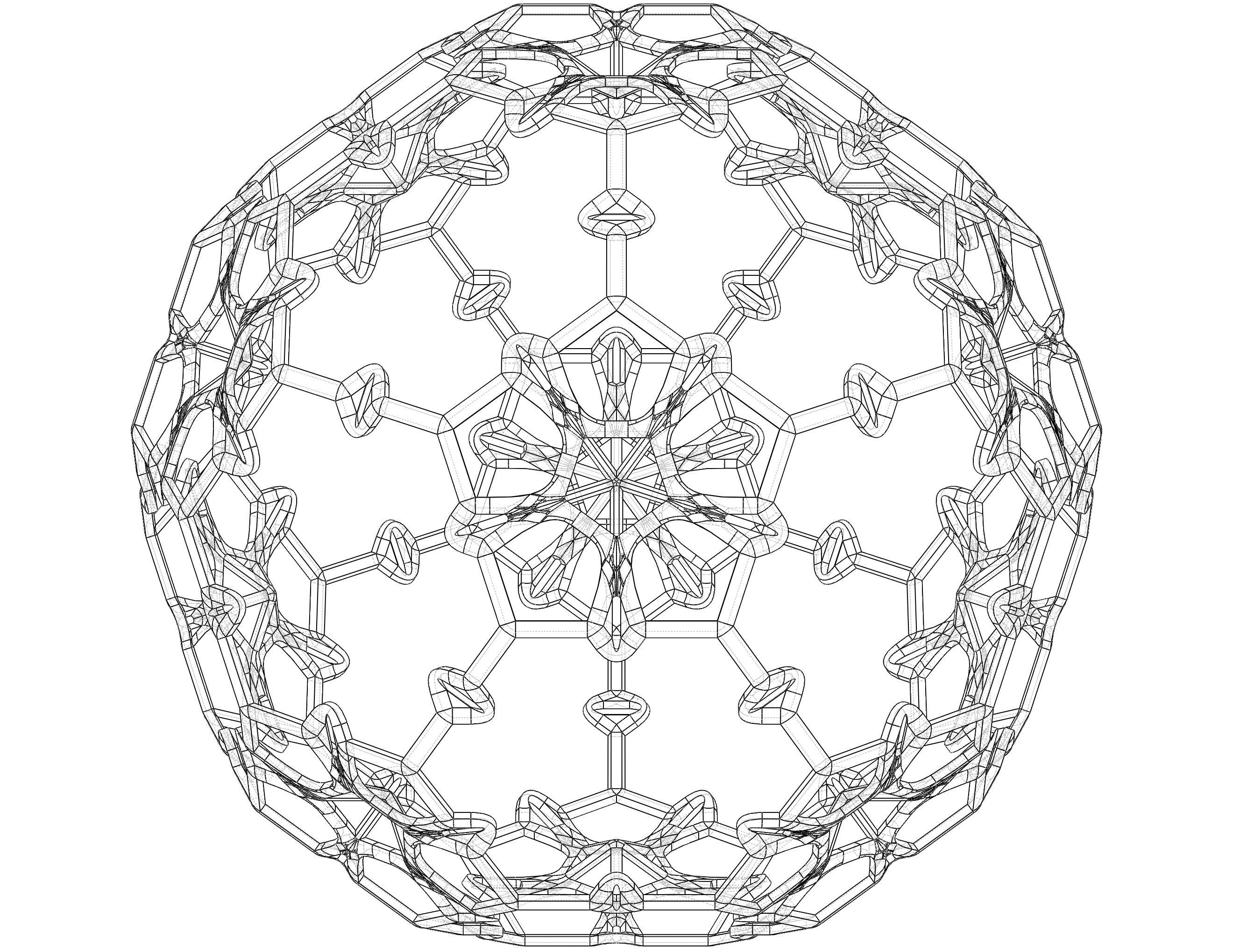 Wireframe Shape Sierpinski Buckyball 3D print model_15