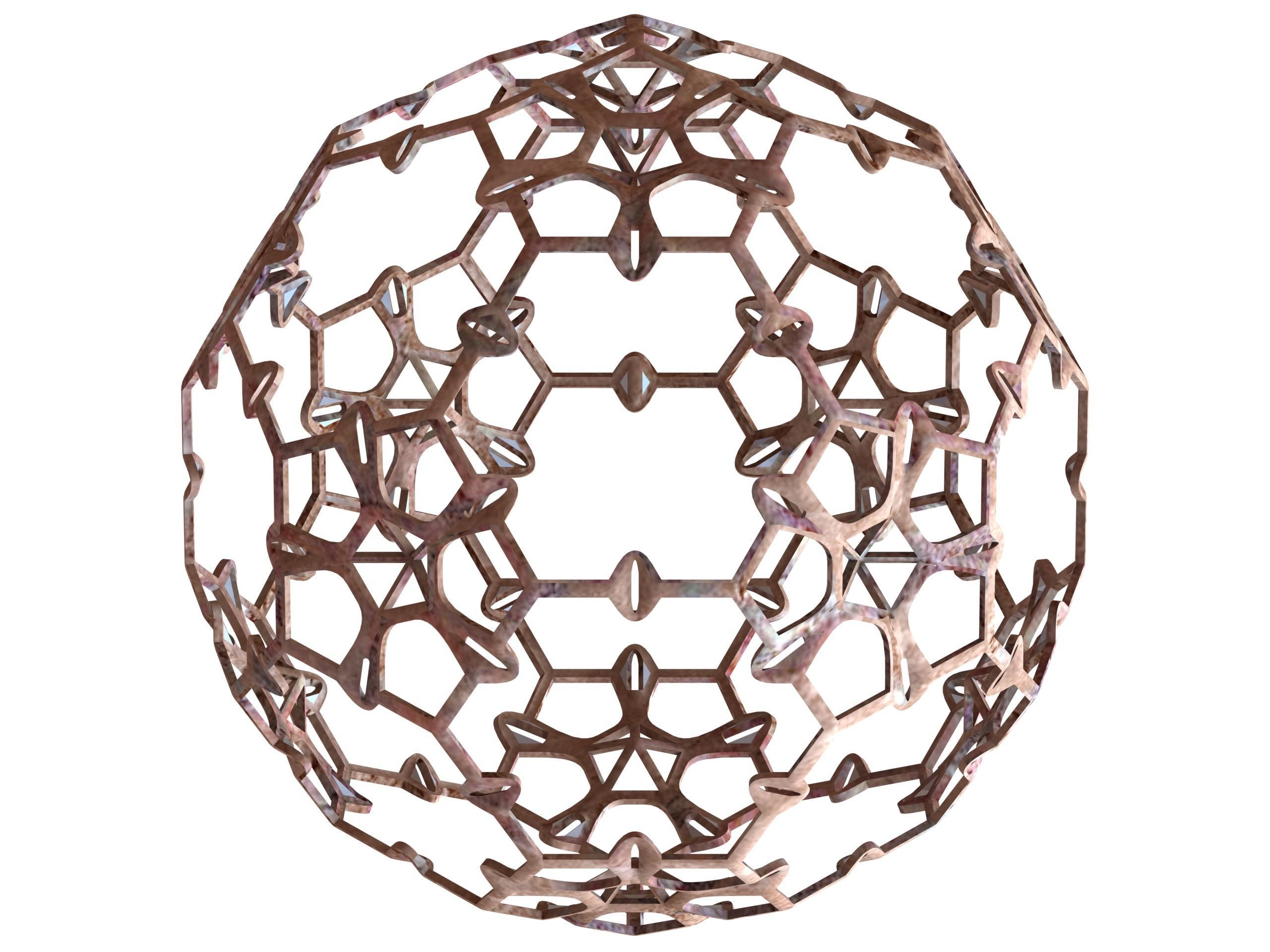 Wireframe Shape Sierpinski Buckyball 3D print model_1