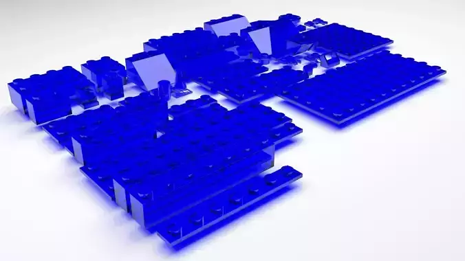 Blue Glass Lego Bricks Set