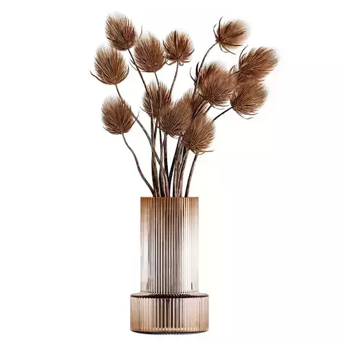 dried bouquet inserted into a glass vase