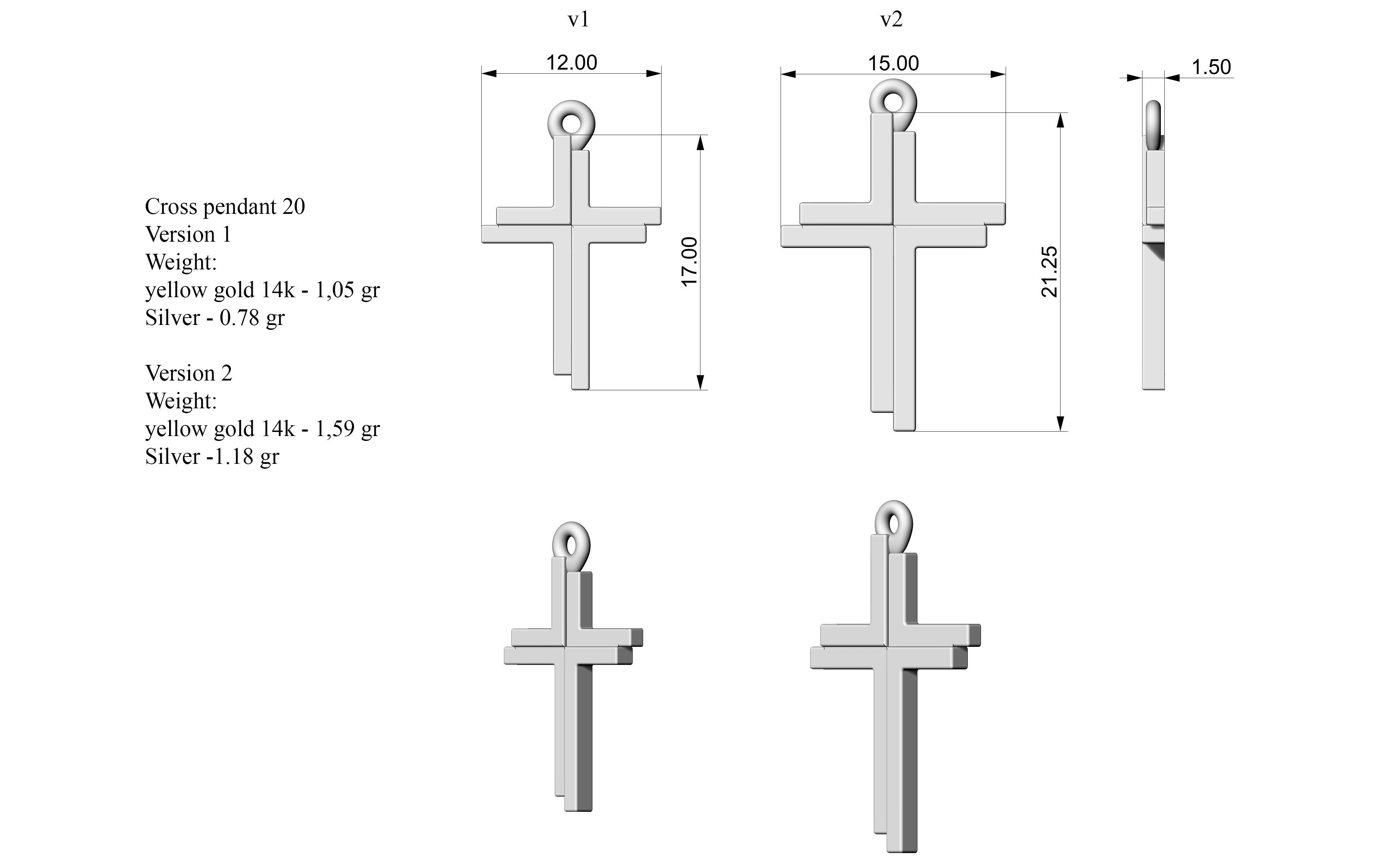 Cross pendant 20 3D print model_7