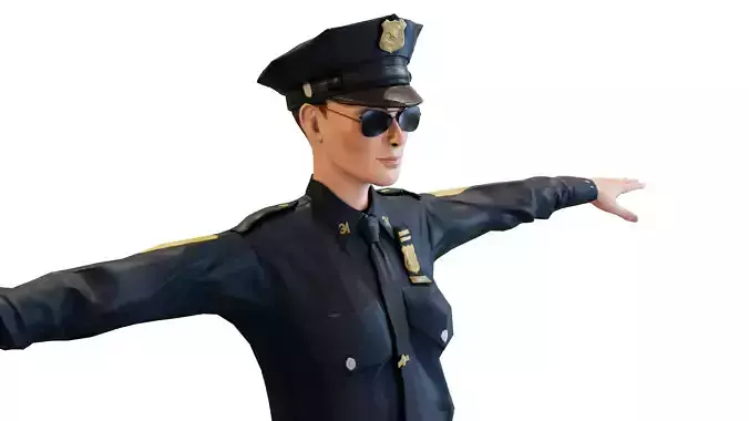 High Quality 3D Rigged n Textured Police Woman Model 