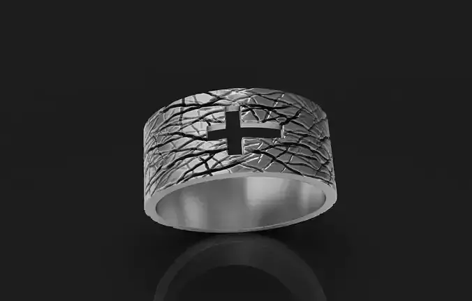 Men ring with cross religion 3d print 3D print model